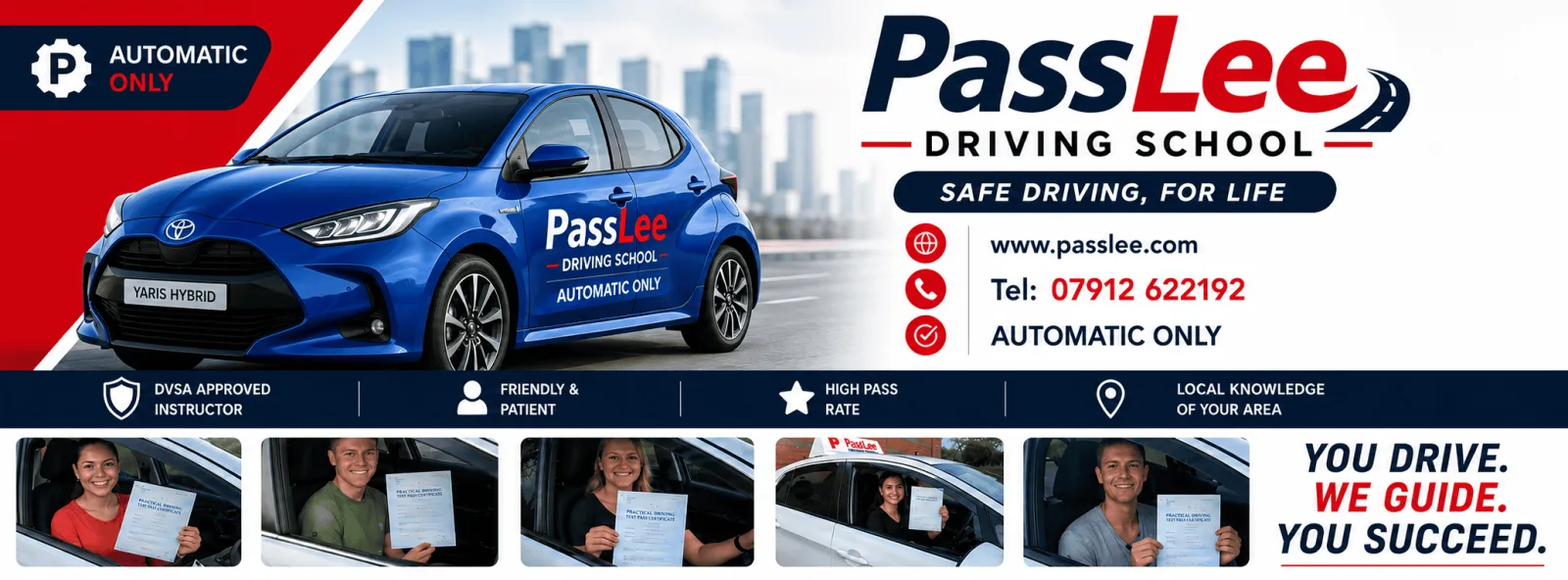 PassLee Driving School – automatic driving lessons, DVSA approved instructor, friendly and patient, high pass rate, local knowledge